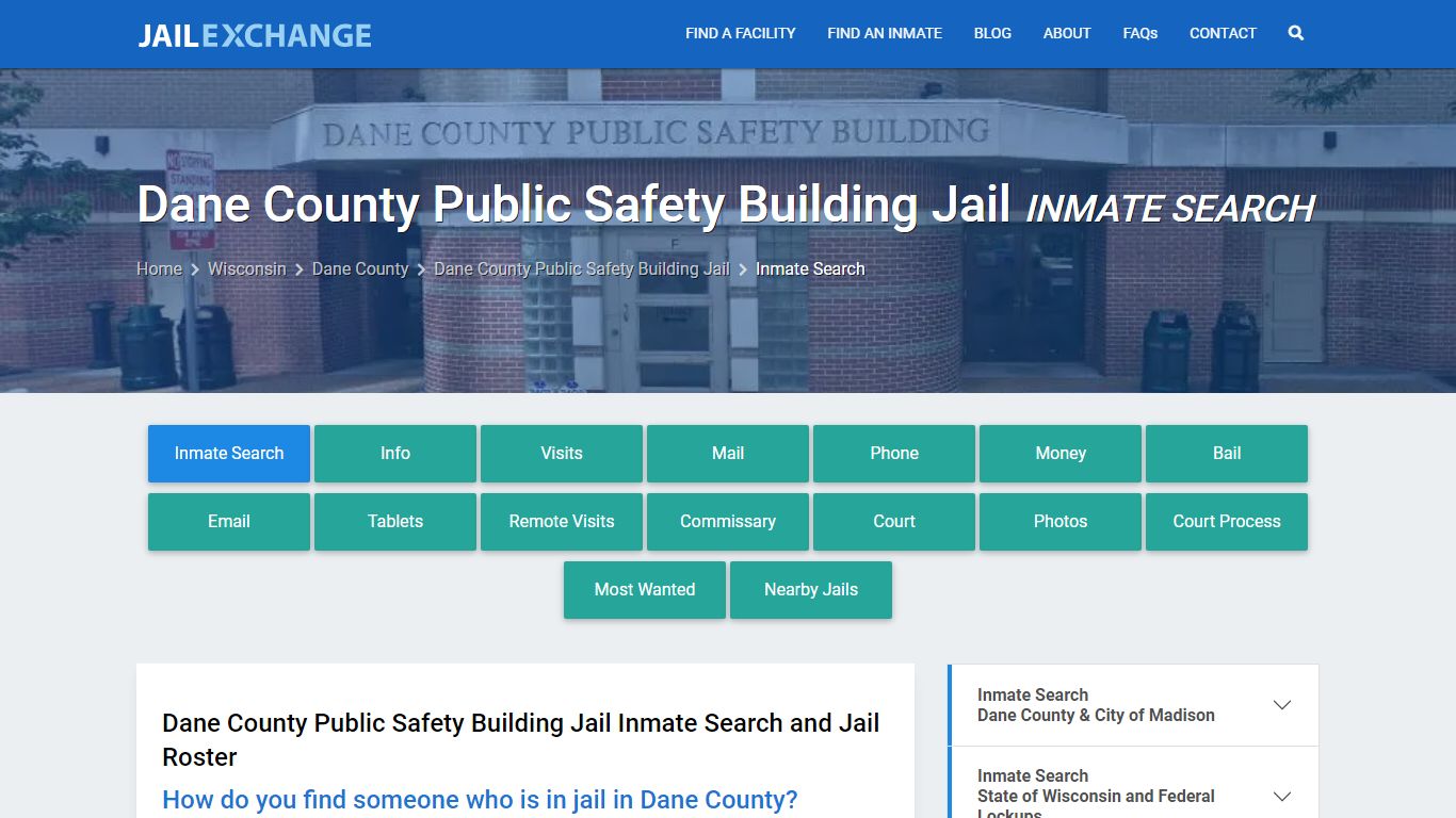 Dane County Public Safety Building Jail Inmate Search